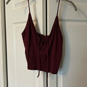 Tie front cropped tank top